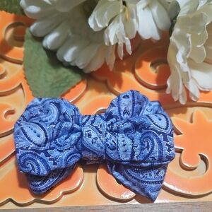 Handmade Blue Paisley Bow Tie For Pet Collar NEW